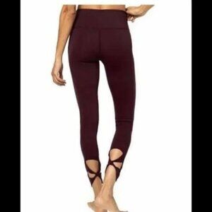Sol and Mane India Burgundy‎ Twist Cross Ankle Leggings